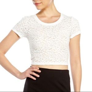 MinkPink White Lace Crop Top Size M